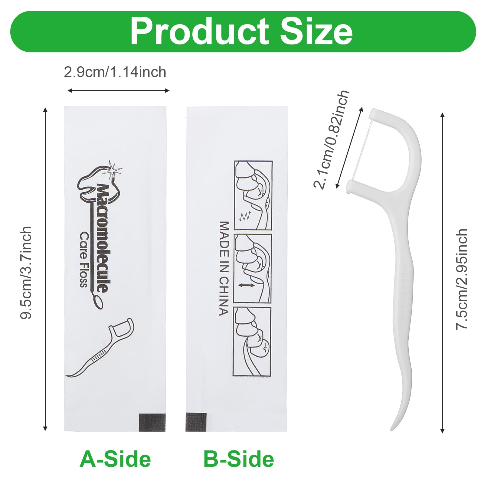Individually wrapped dental floss picks for travel