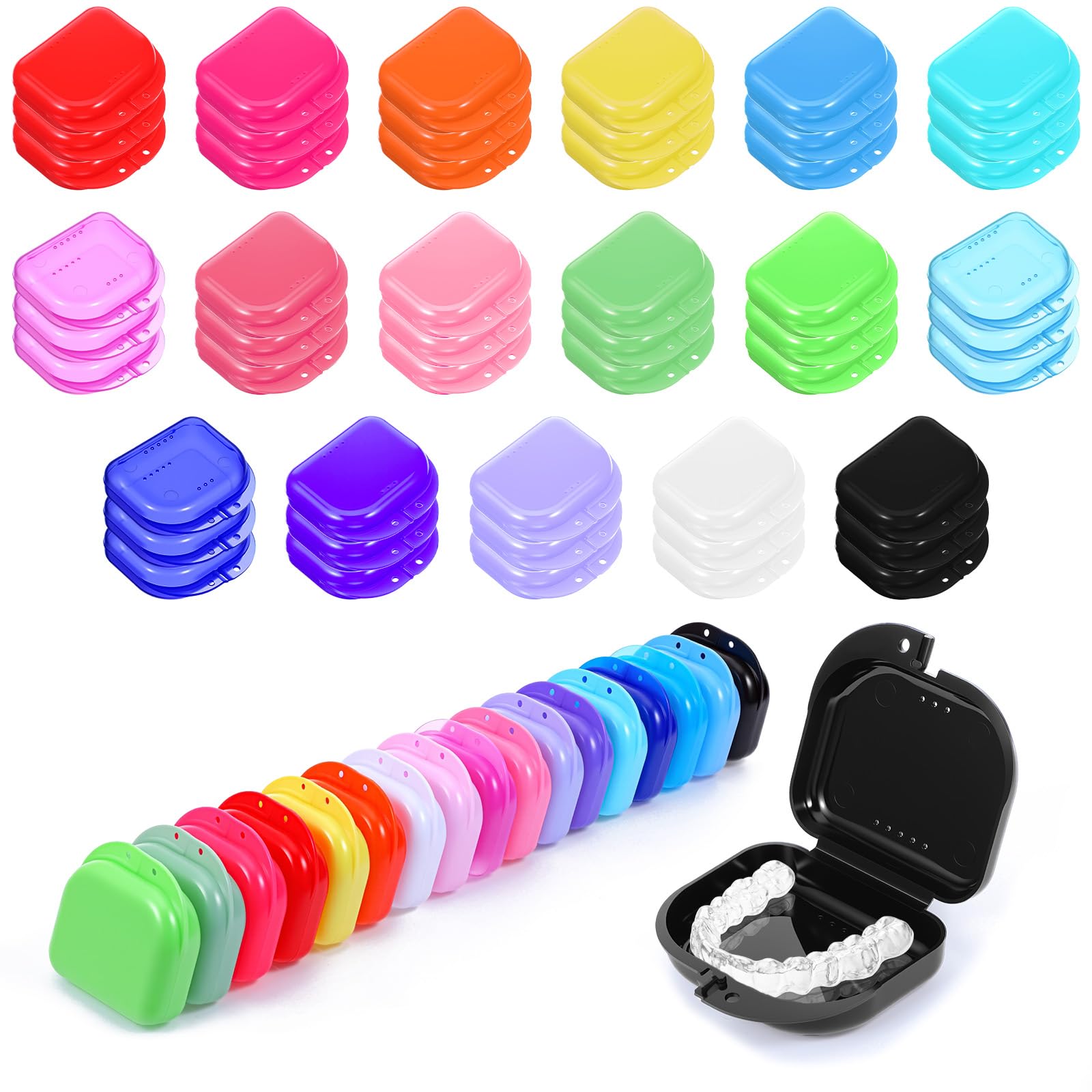Assorted Kifmurase 51PCS dental retainer cases in 17 colors
