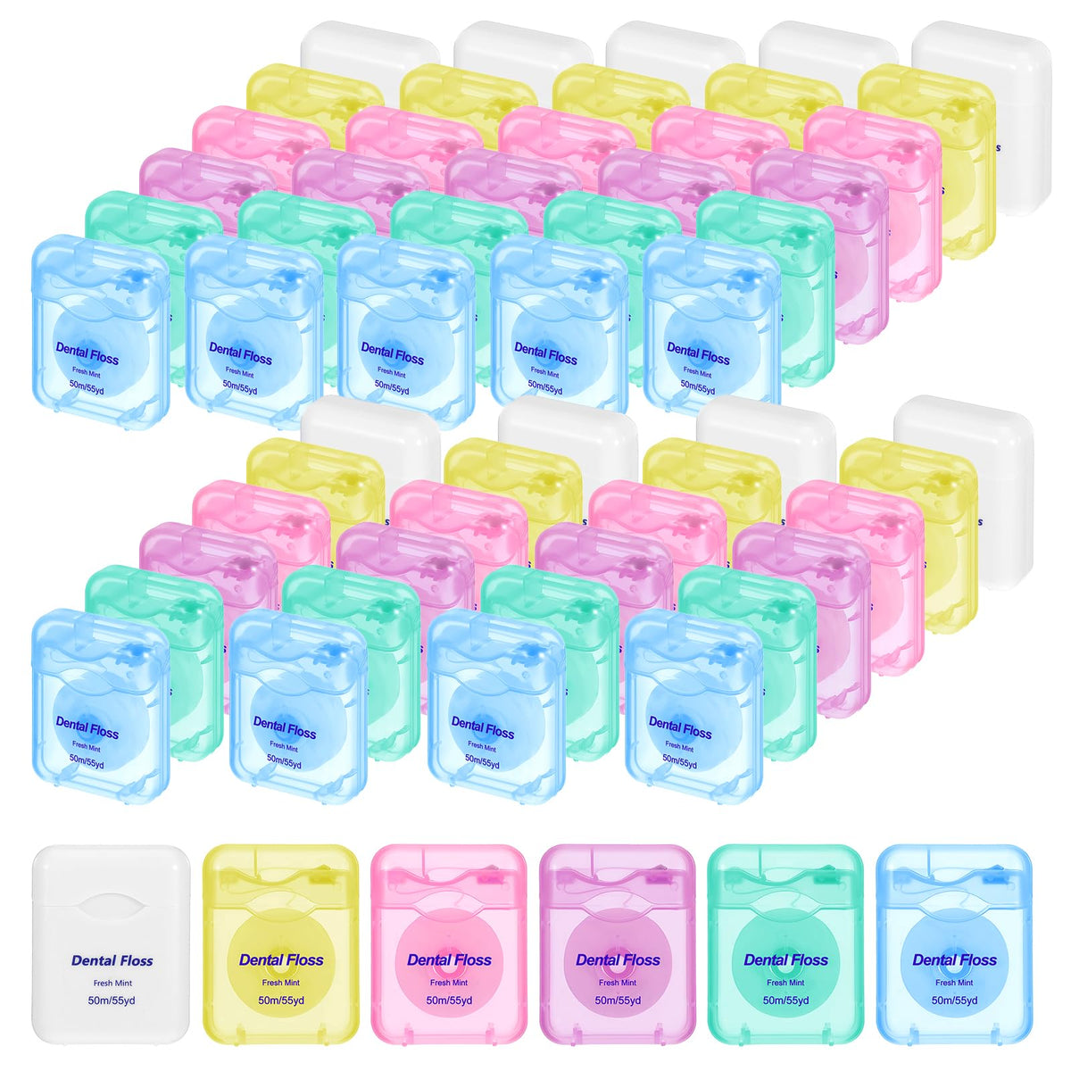Kifmurase 60Pcs Dental Floss bulk mint flavor in colorful packaging