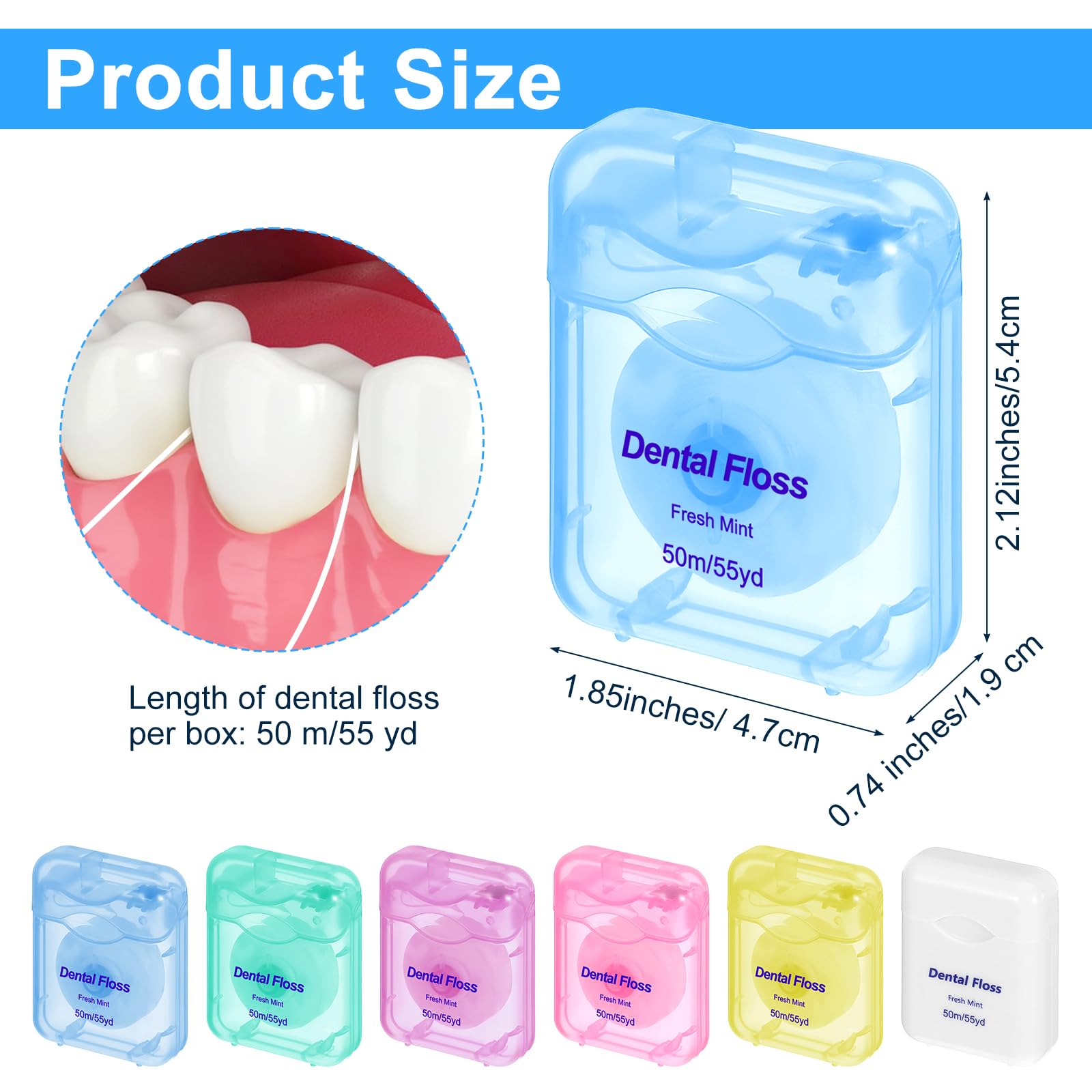 Mint flavored travel dental floss on compact refill spool