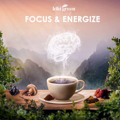 Ingredients include eight mushroom varieties in KIKI Green powder
