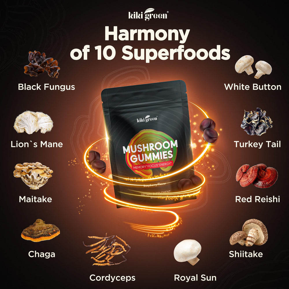 Ingredients panel of KIKI Green Mushroom Gummies