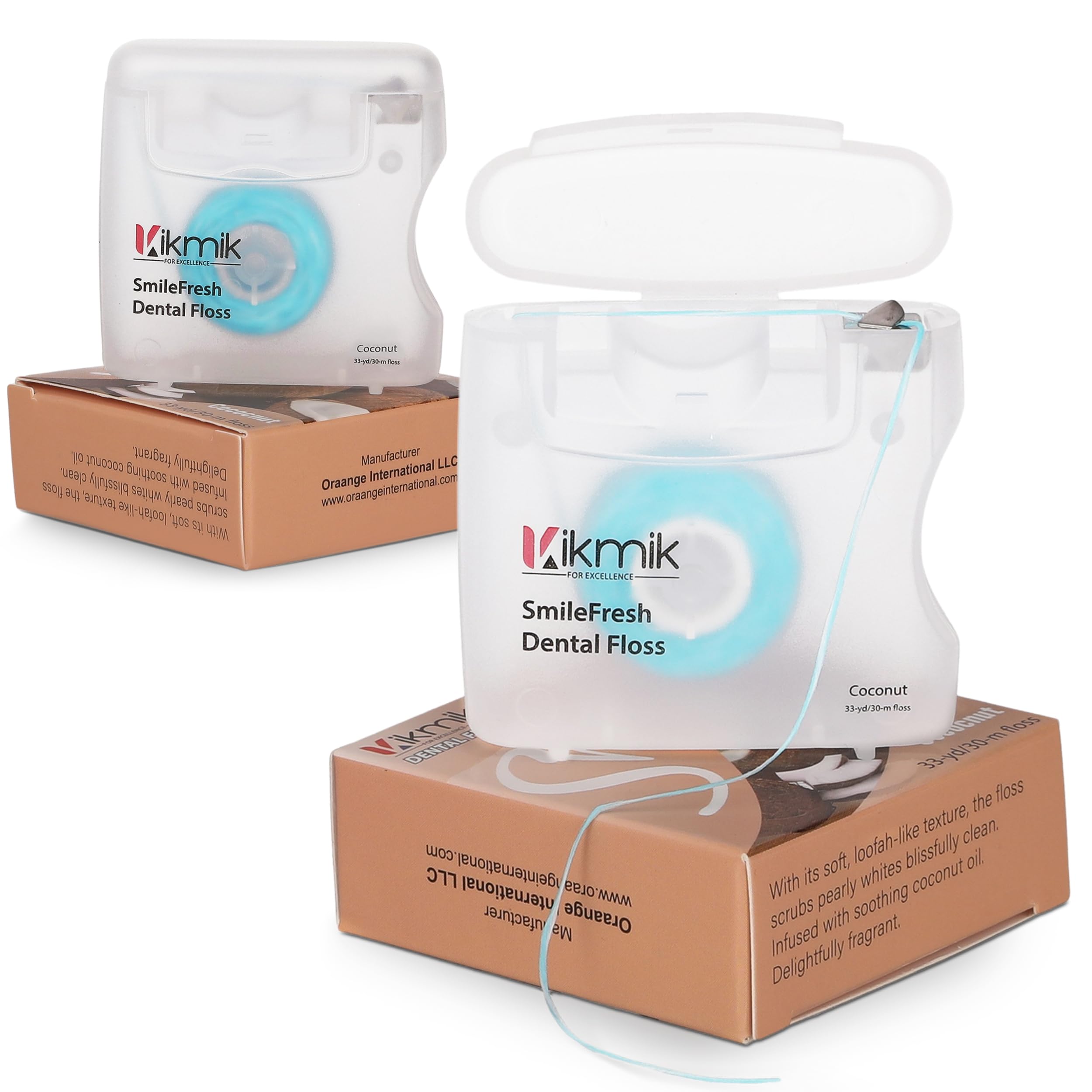 Back of packaging with usage directions for Kikmik Woven Dental Floss Coconut