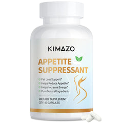 KIMAZO Appetite Suppressant for Women bottle and capsules on white background