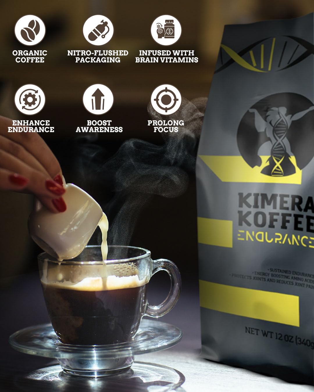 Kimera Koffee Endurance Blend tasting notes apricot sweetness and smooth chocolate finish.