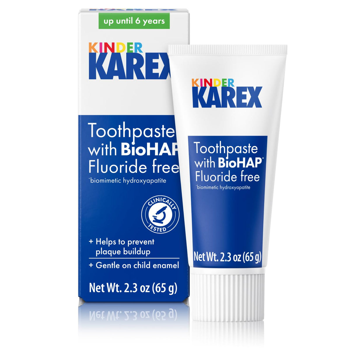 Front view of Kinder Karex Hydroxyapatite Kids Toothpaste tube (2.3 oz)
