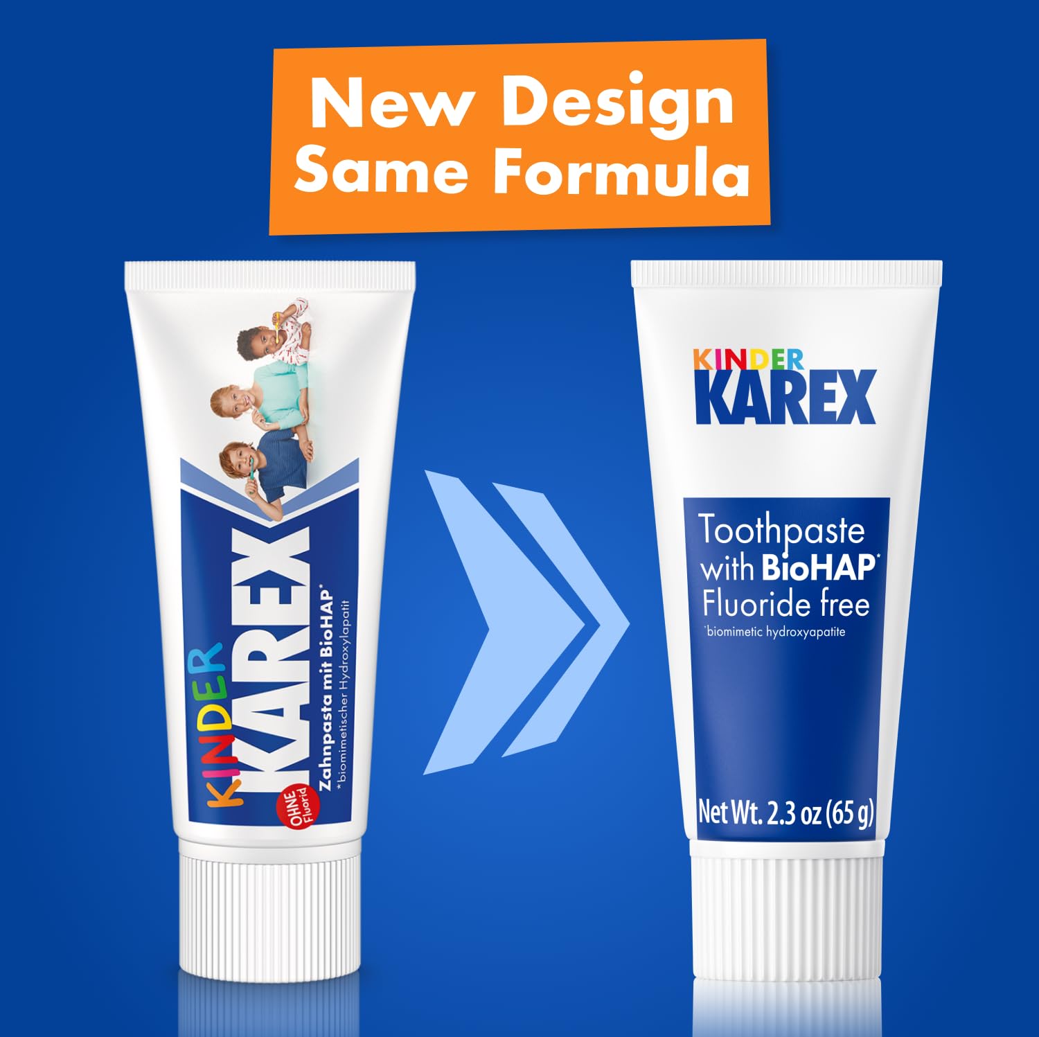 Front packaging of Kinder Karex Hydroxyapatite toothpaste 6-pack