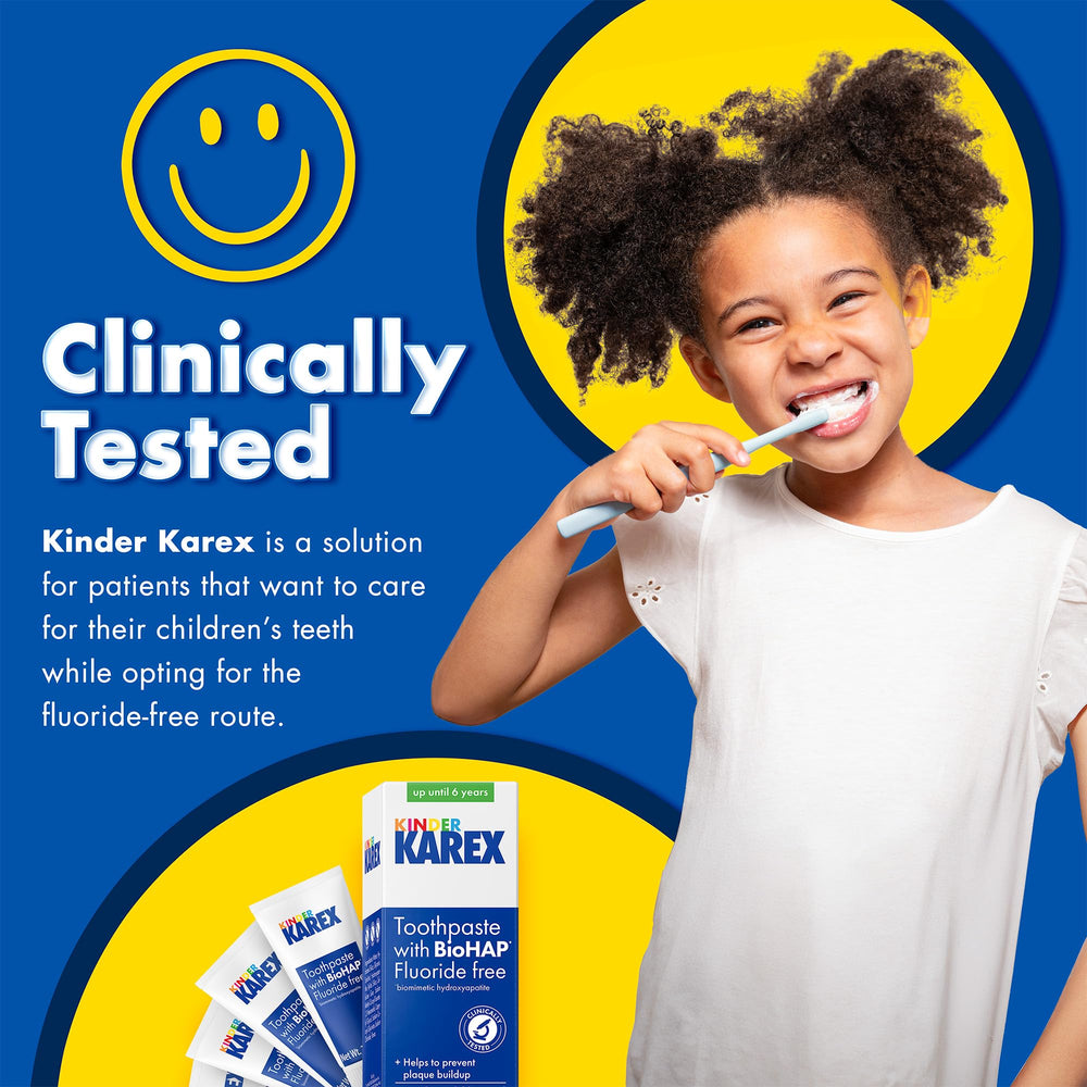 Close-up view of Kinder Karex toothpaste tube (2.3 oz)