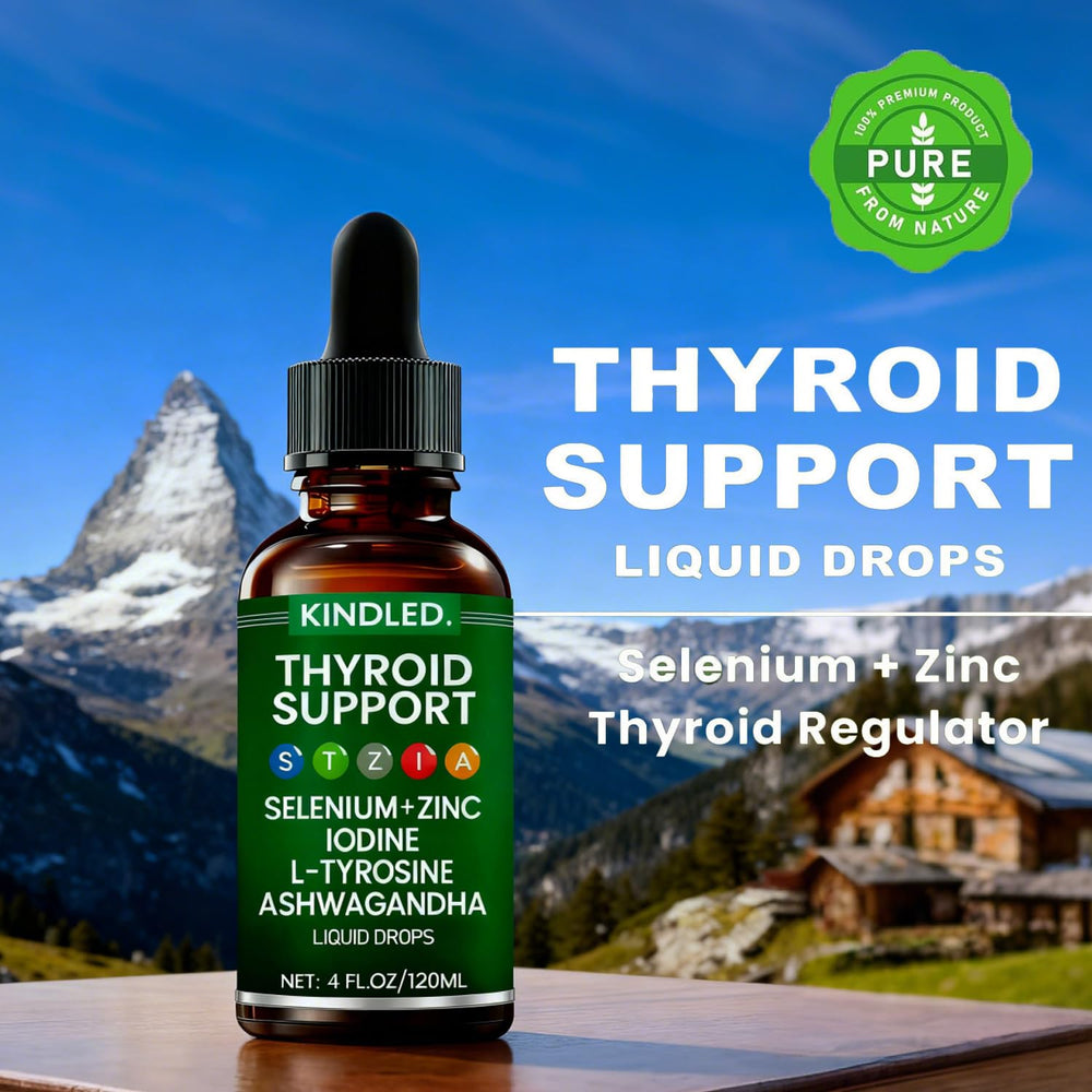 Close-up of Kindled Thyroid Support Drops bottle