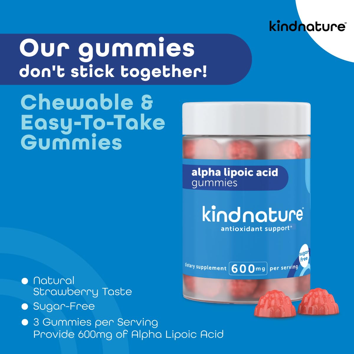 Mixed berry flavored Alpha Lipoic Acid Gummies close-up