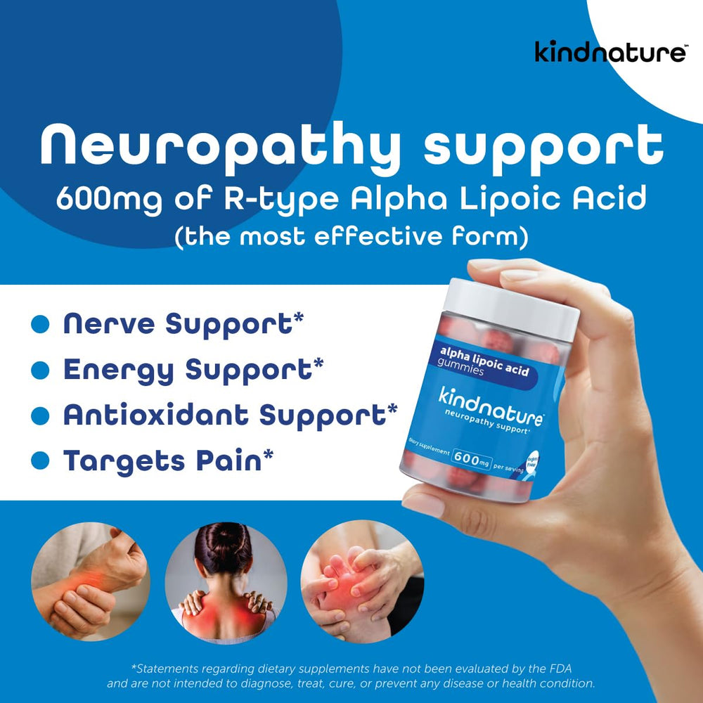 Label with ingredients for KINDNATURE ALA gummies