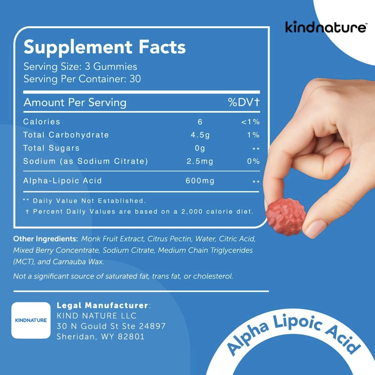 KINDNATURE Alpha Lipoic Acid Gummies packaging box