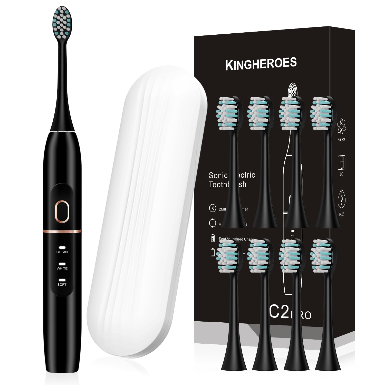 Kingheroes C2PRO electric toothbrush with black handle
