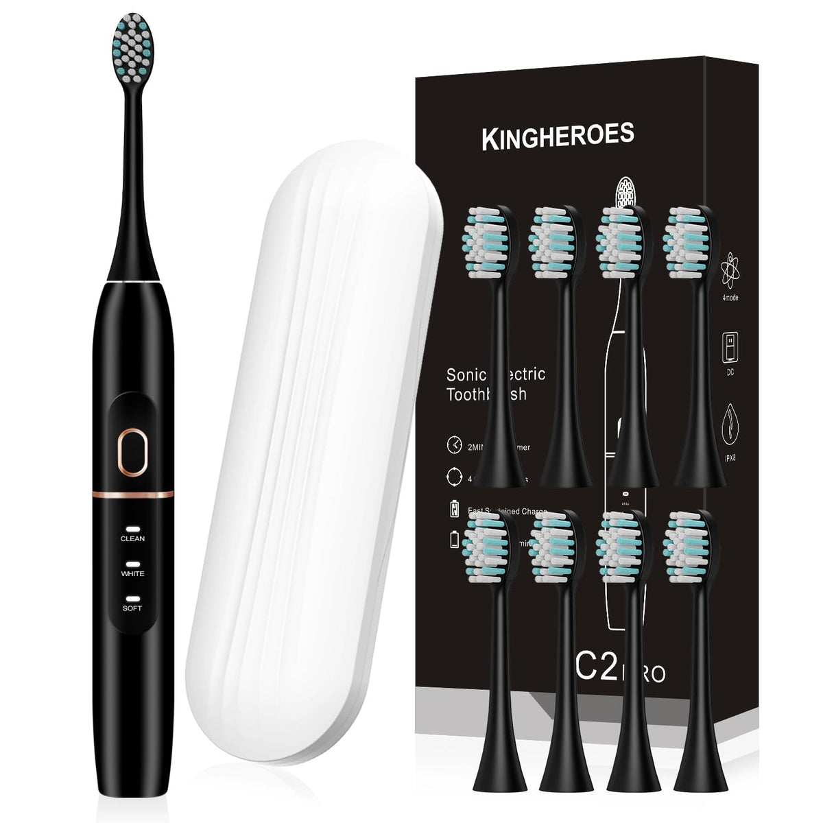 Kingheroes C2PRO electric toothbrush with black handle