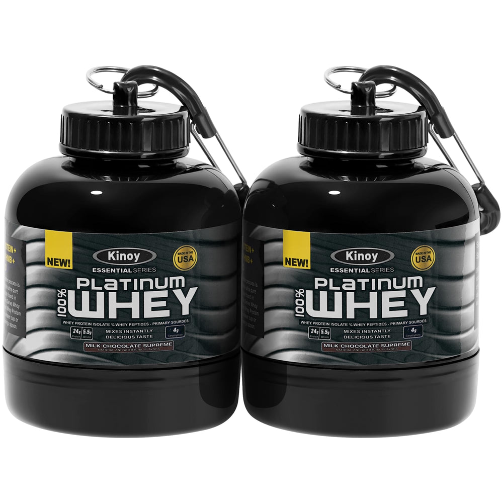 Front view of Kinoy Protein Powder & Supplement Keychain with Double Scoop design