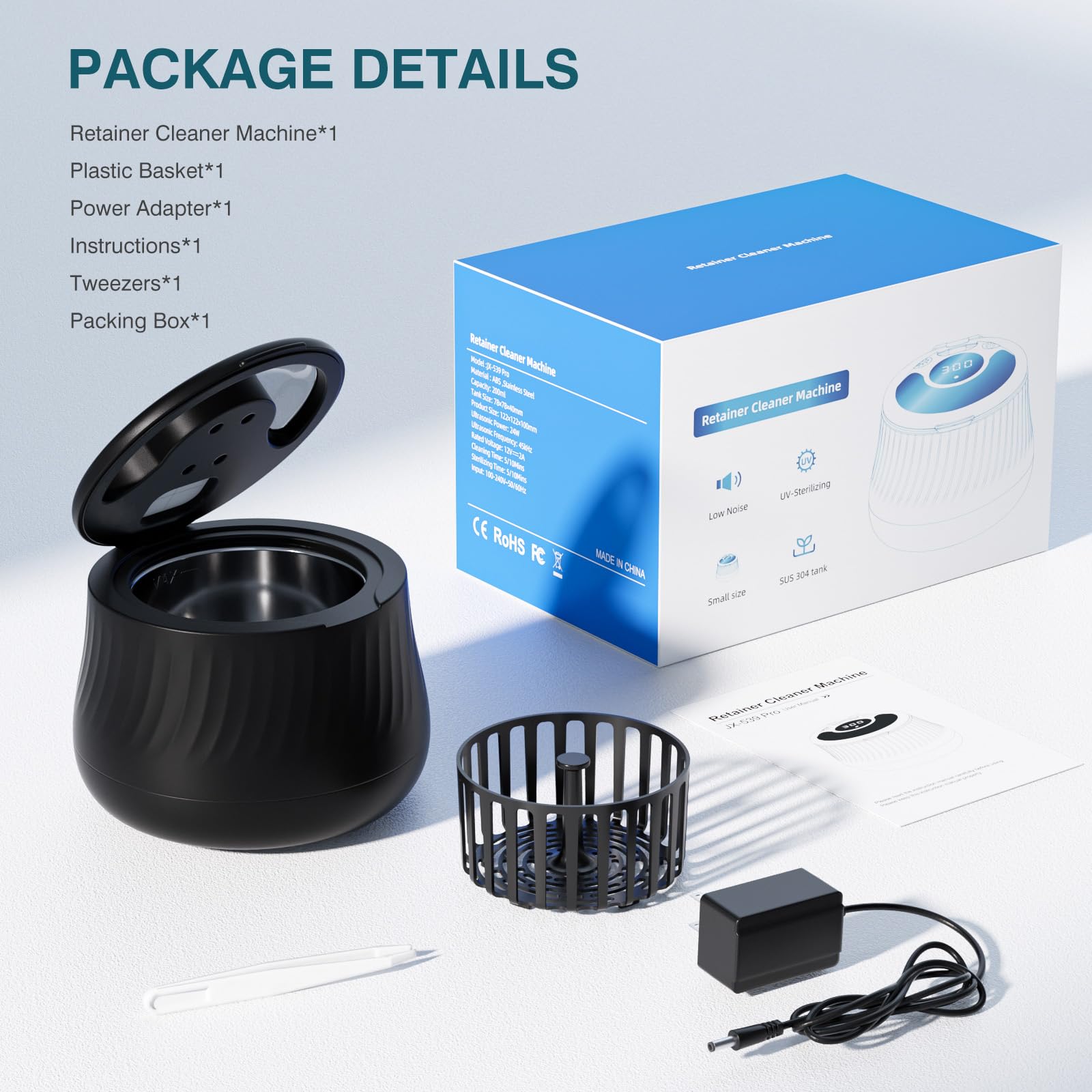 Versatile cleaning for aligners, night guards, jewelry and toothbrush heads