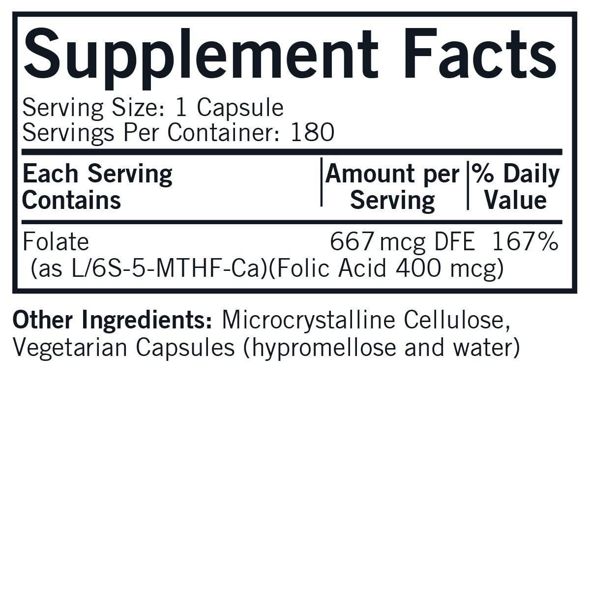 Close-up of Kirkman 5-MTHF bottle and label