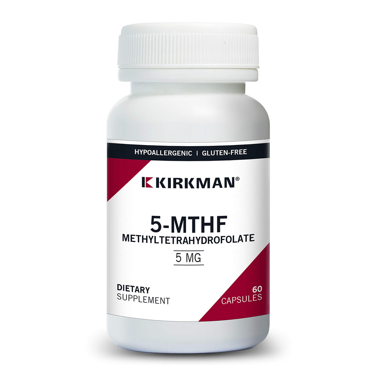 Kirkman 5-MTHF 5 mg hypoallergenic bottle label