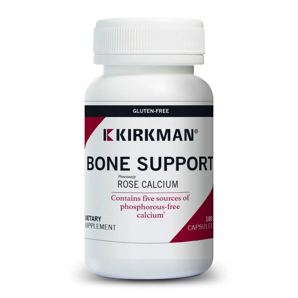 Kirkman Bone Support Calcium Supplement bottle with 180 vegetarian capsules