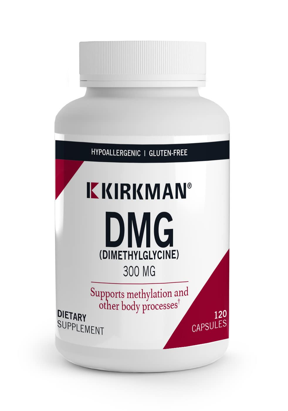 Kirkman DMG 300 mg 120 capsules bottle label - high potency