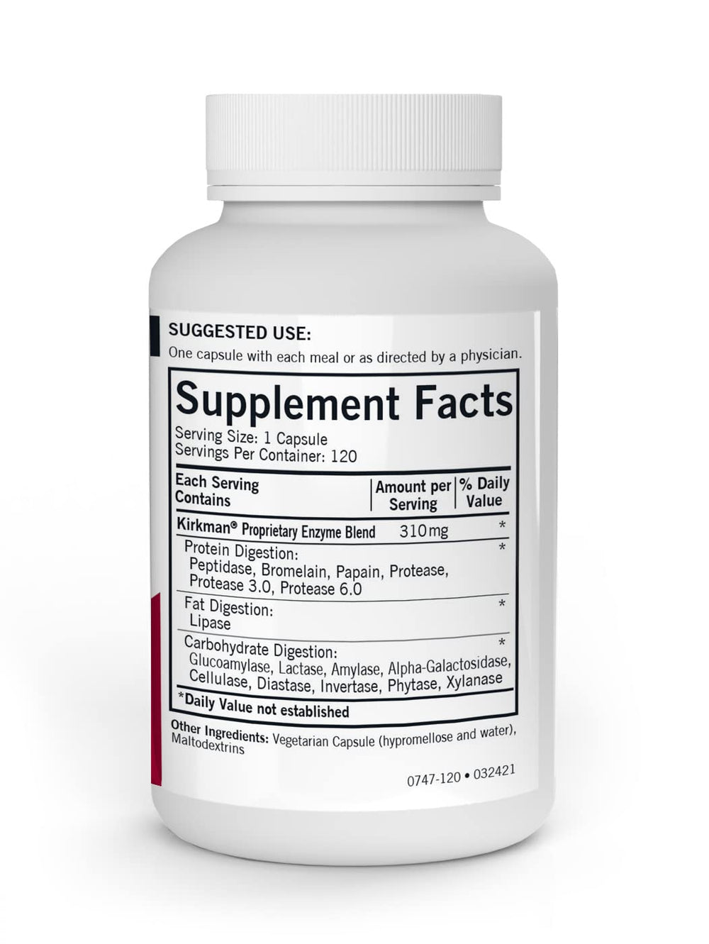 Kirkman Enzyme Complete DPP-IV bottle side/back view