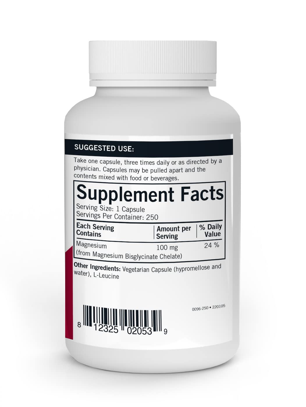 Close-up of Kirkman Magnesium Bisglycinate Chelate label