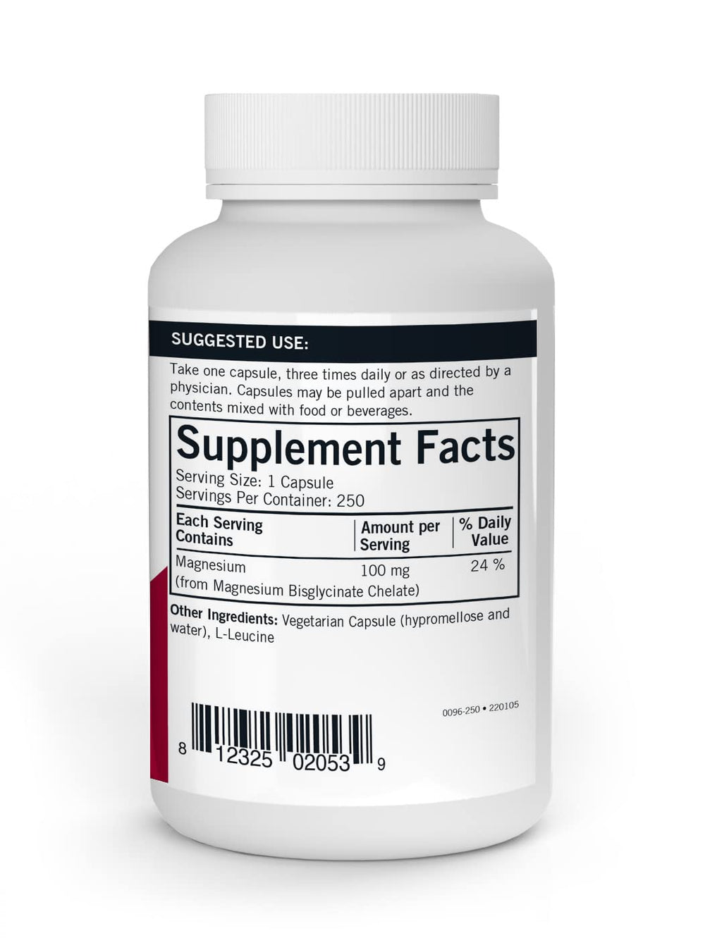 Close-up of Kirkman Magnesium Bisglycinate Chelate label