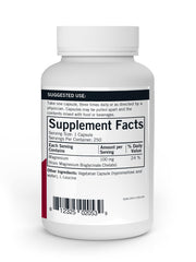 Close-up of Kirkman Magnesium Bisglycinate Chelate label