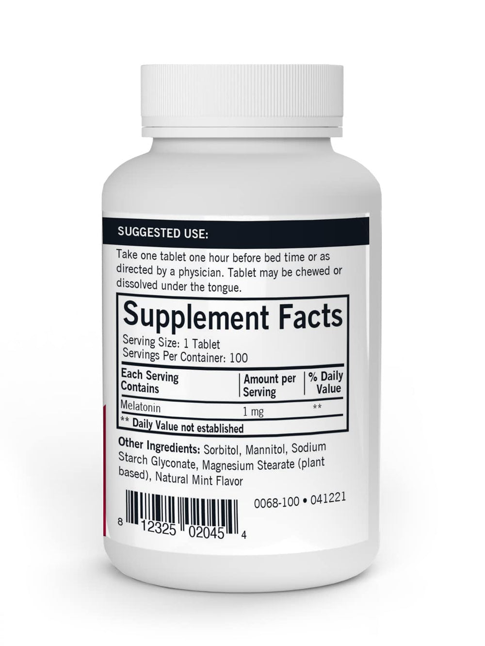 Melatonin chewable tablets in mint flavor