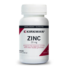 Kirkman Zinc 20mg 100 capsules bottle for immune support