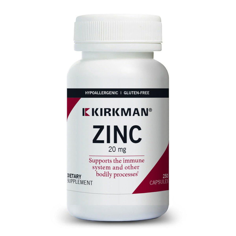 Kirkman Zinc 20mg bottle and label front
