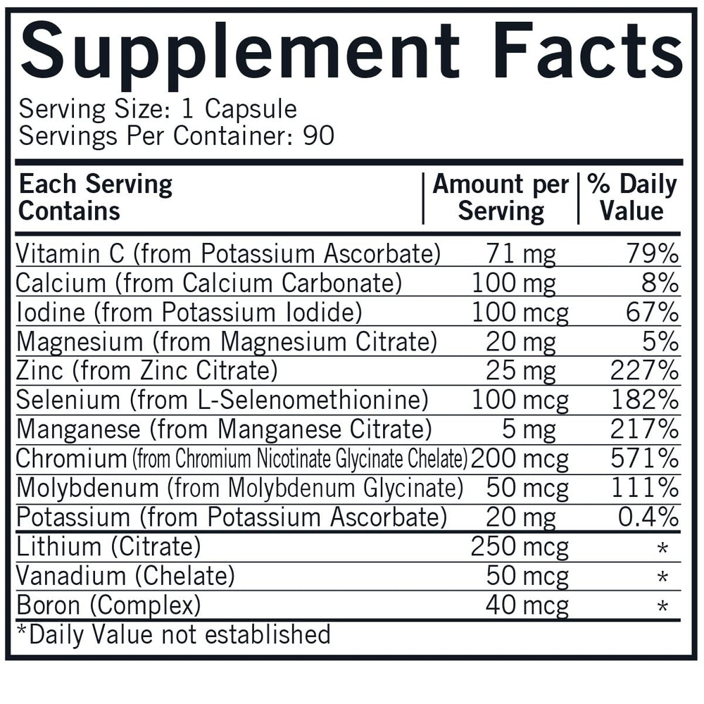 Bottle of Kirkman WP Minerals with mineral illustration