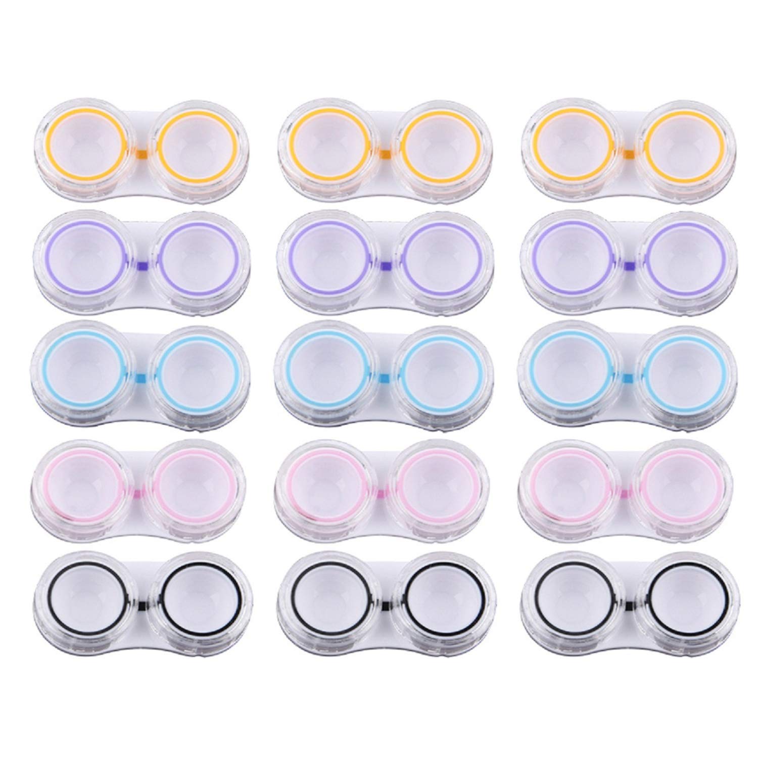 KISEER 15-pack clear contact lens case set – front view