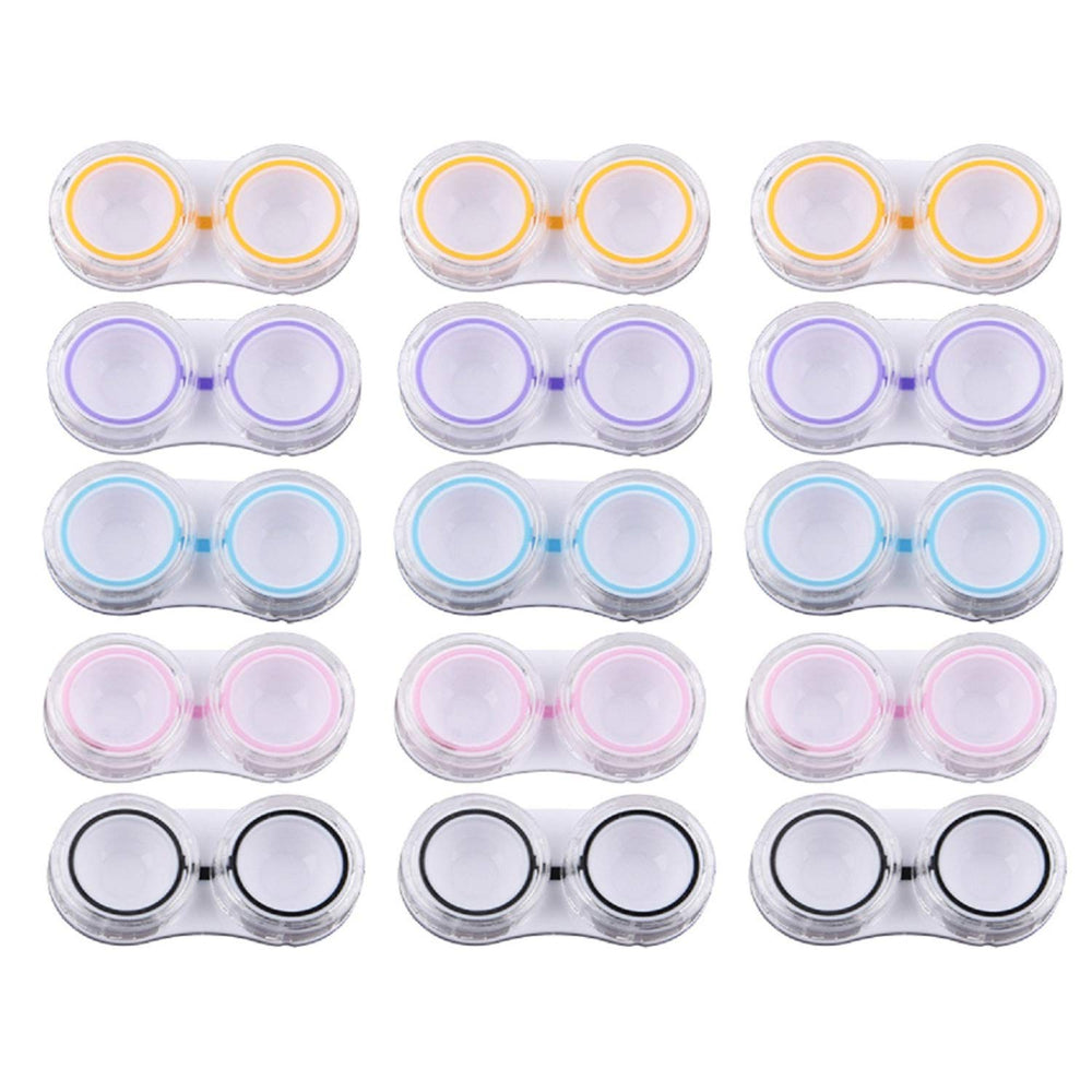 KISEER 15-pack clear contact lens case set – front view