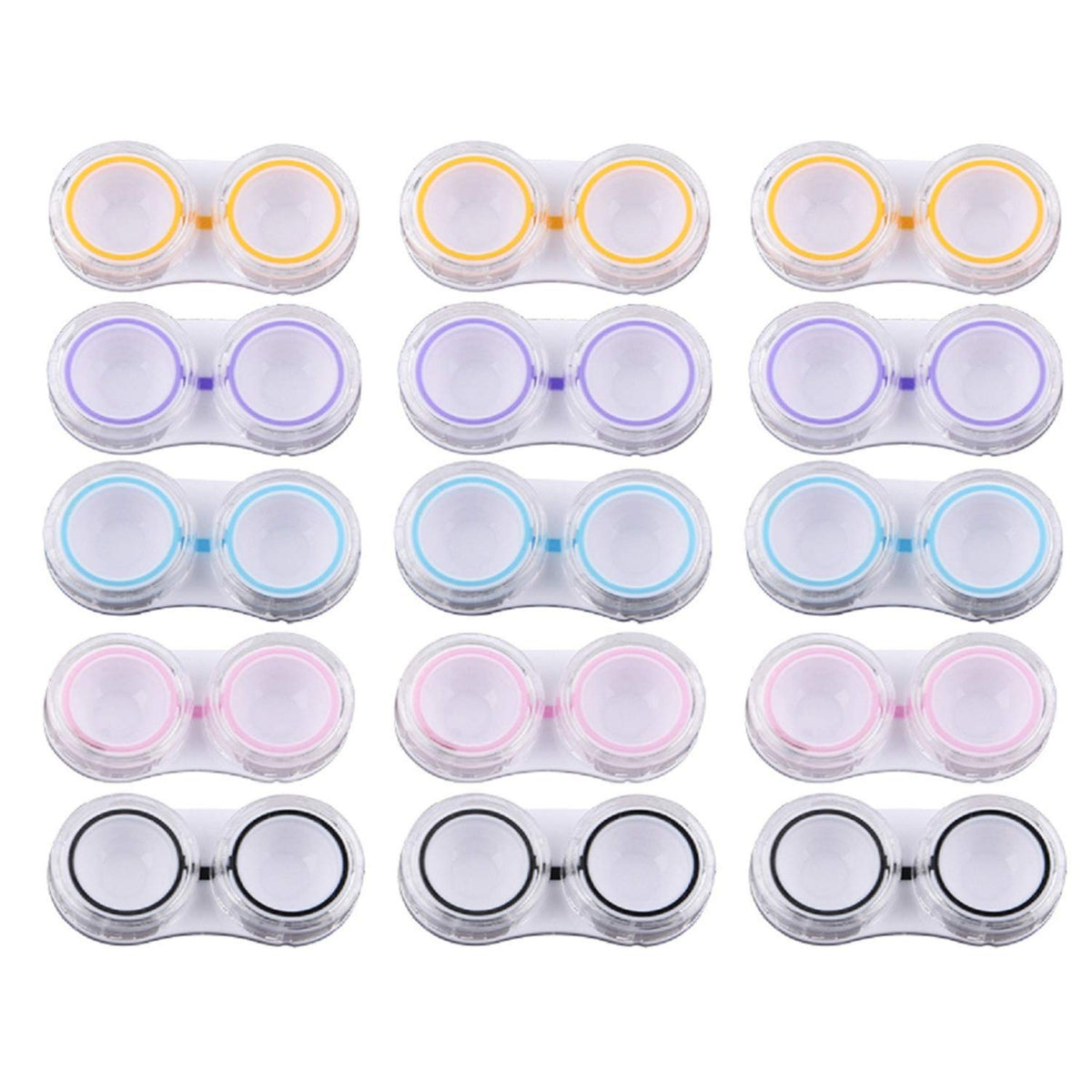 KISEER 15-pack clear contact lens case set – front view