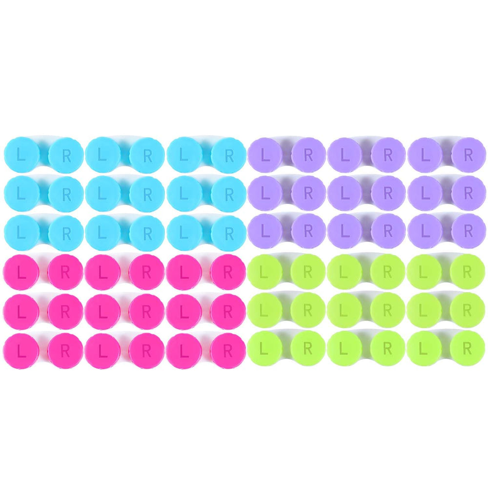 KISEER 36-pack colorful contact lens cases assorted colors pink blue green purple