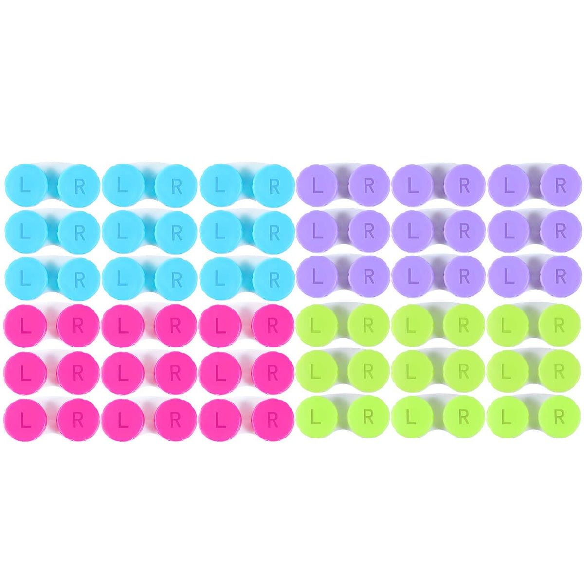 KISEER 36-pack colorful contact lens cases assorted colors pink blue green purple