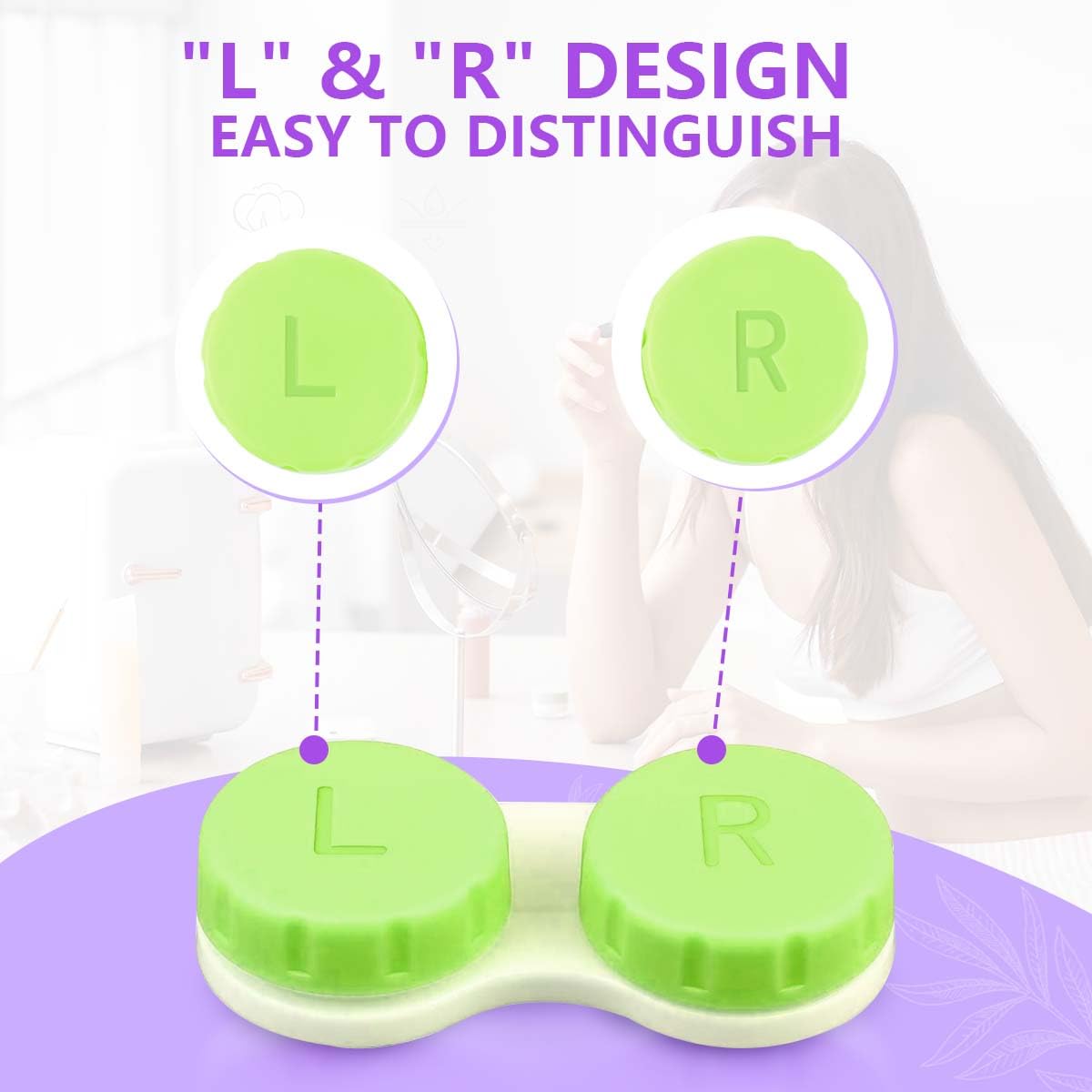 Travel-friendly compact contact lens case size 2.4 x 1.1 x 0.6 inches