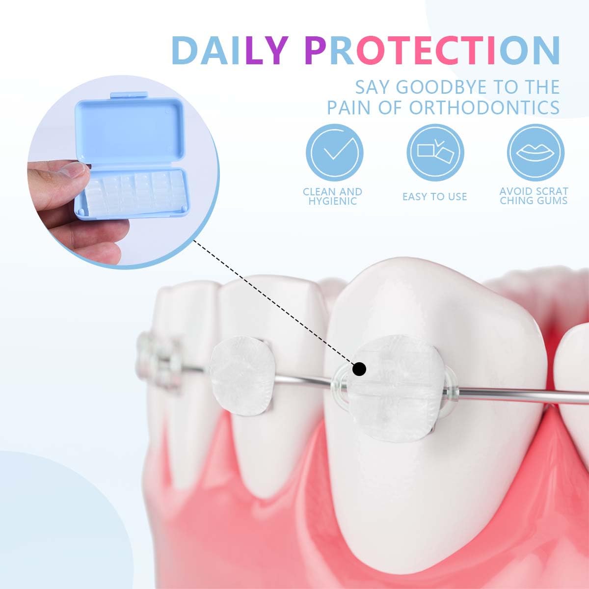 Clear blend orthodontic wax blending with teeth