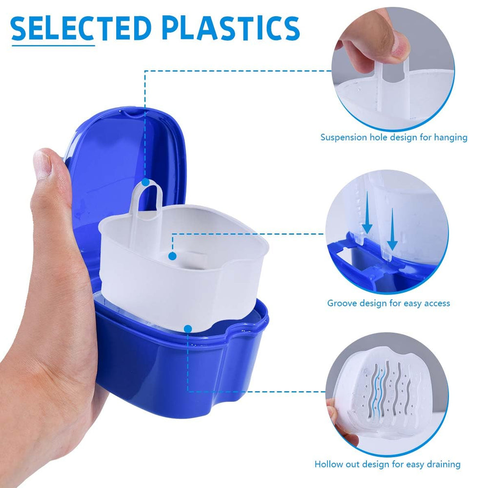 Close-up of perforated basket for easy denture removal