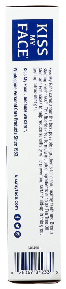 Close-up of Kiss My Face Sensitive Toothpaste Citrus Mint Gel tube