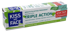 Kiss My Face Toothpaste Triple Action Cool Mint Gel – 4.5 oz, Pack of 2