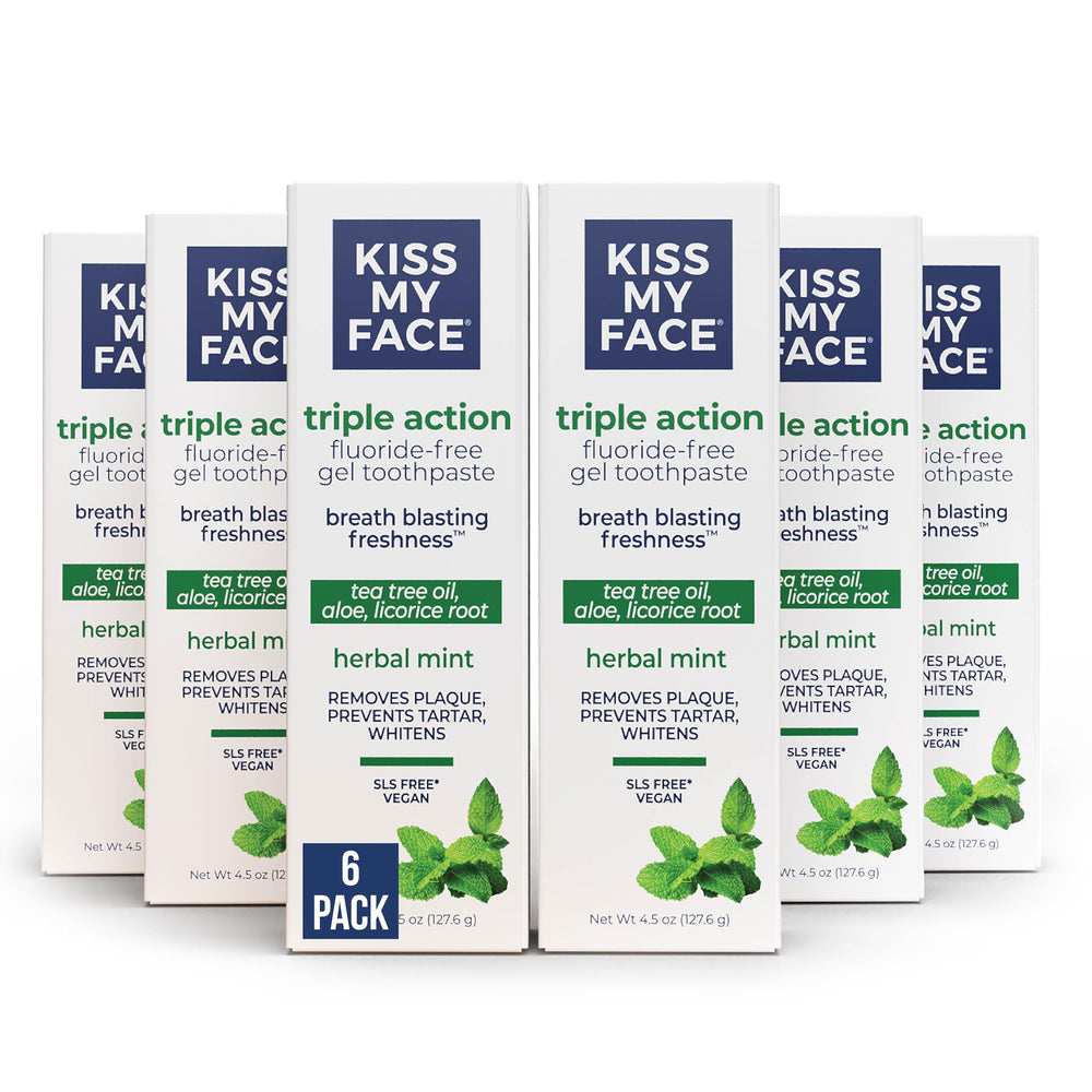 Kiss My Face Triple Action Toothpaste Gel Herbal Mint packaging