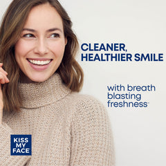 Illustration showing plaque removal with Kiss My Face toothpaste