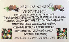 Toothpaste formula showing theobromine and nano hydroxyapatite