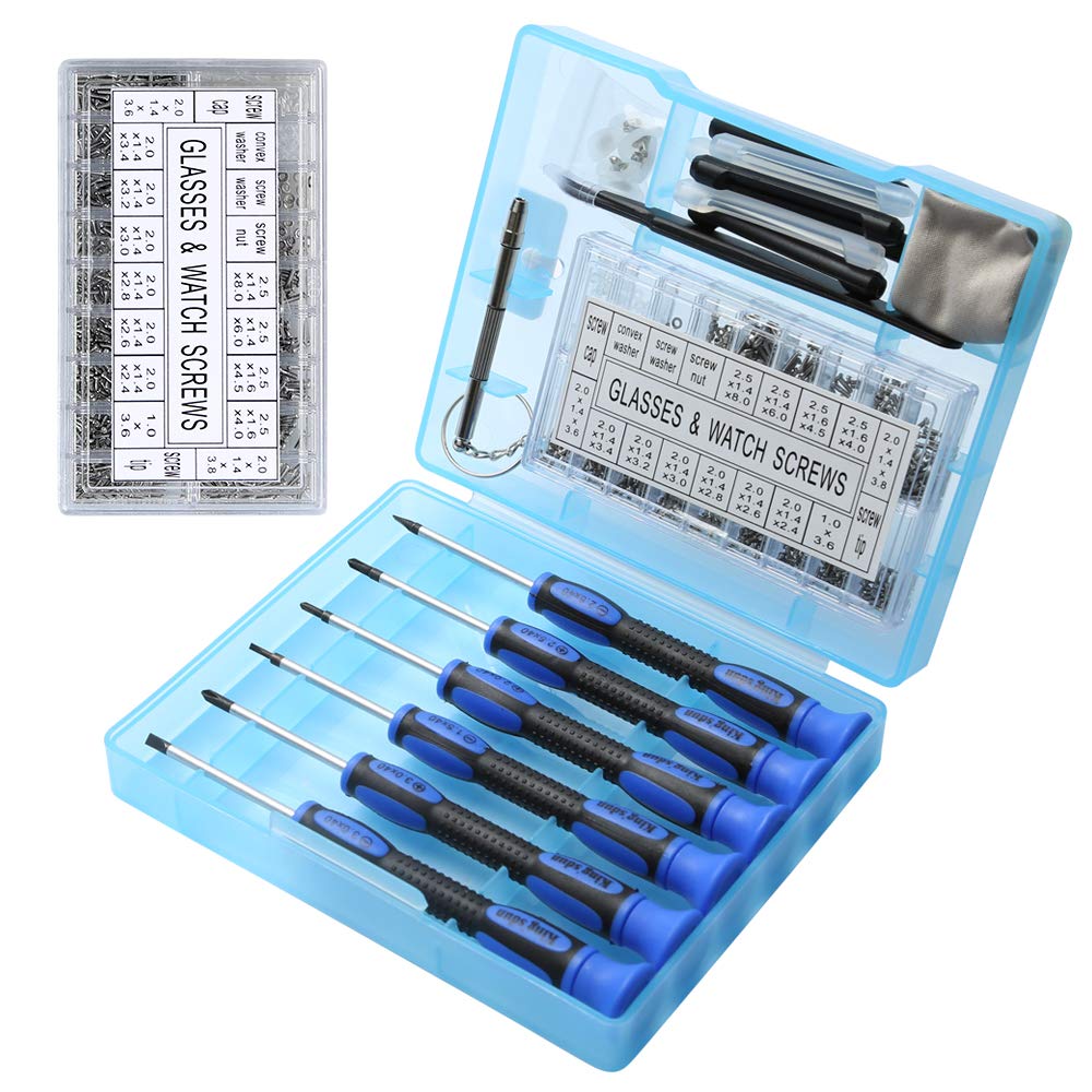 Kit contents showing screws, pads, and tools