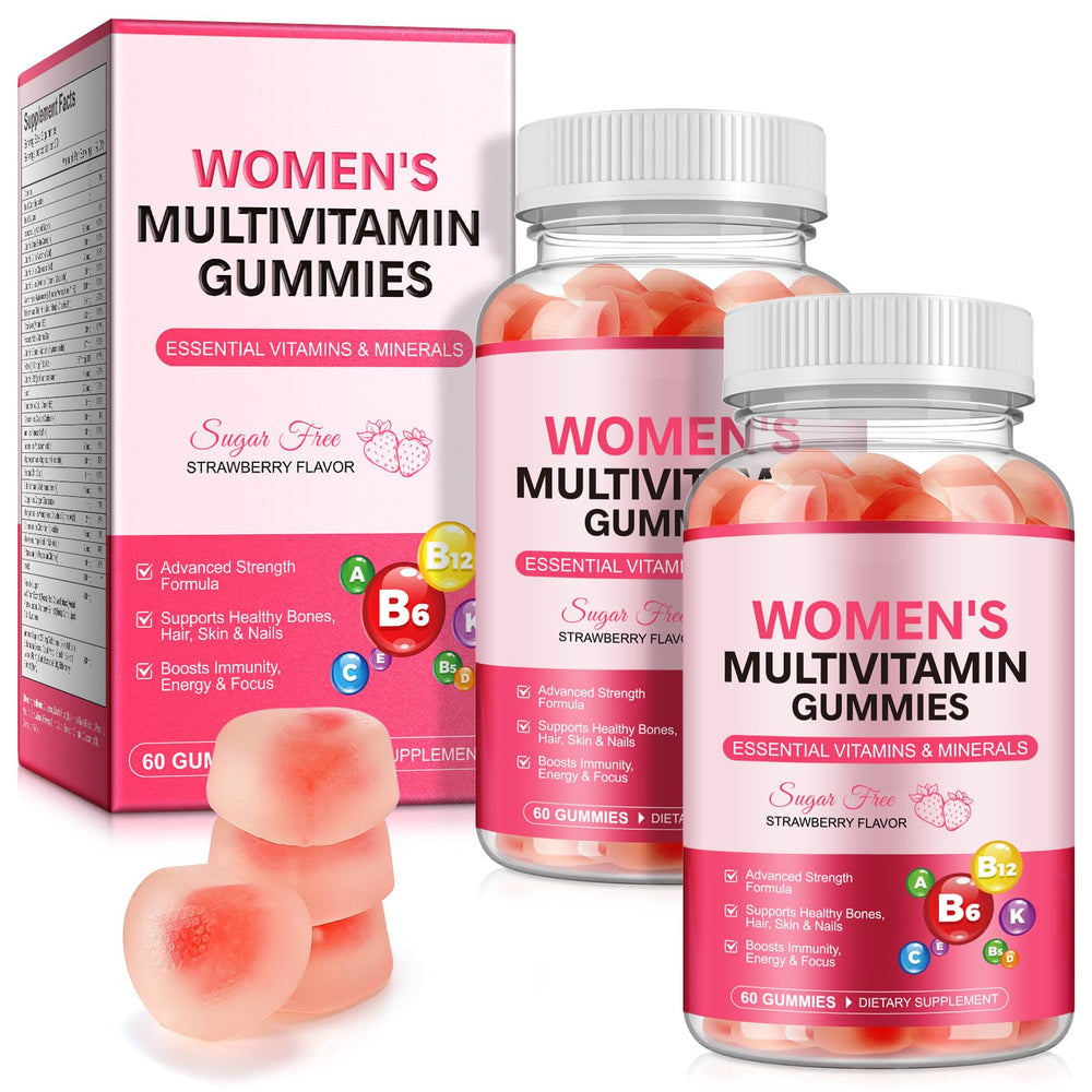 Bottle of KITNOBLIS Women's Multivitamin Gummy with Strawberry flavor