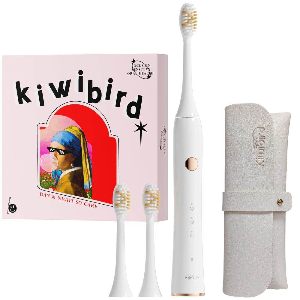 KIWIBIRD K1 MINI slim 85g toothbrush front view in white