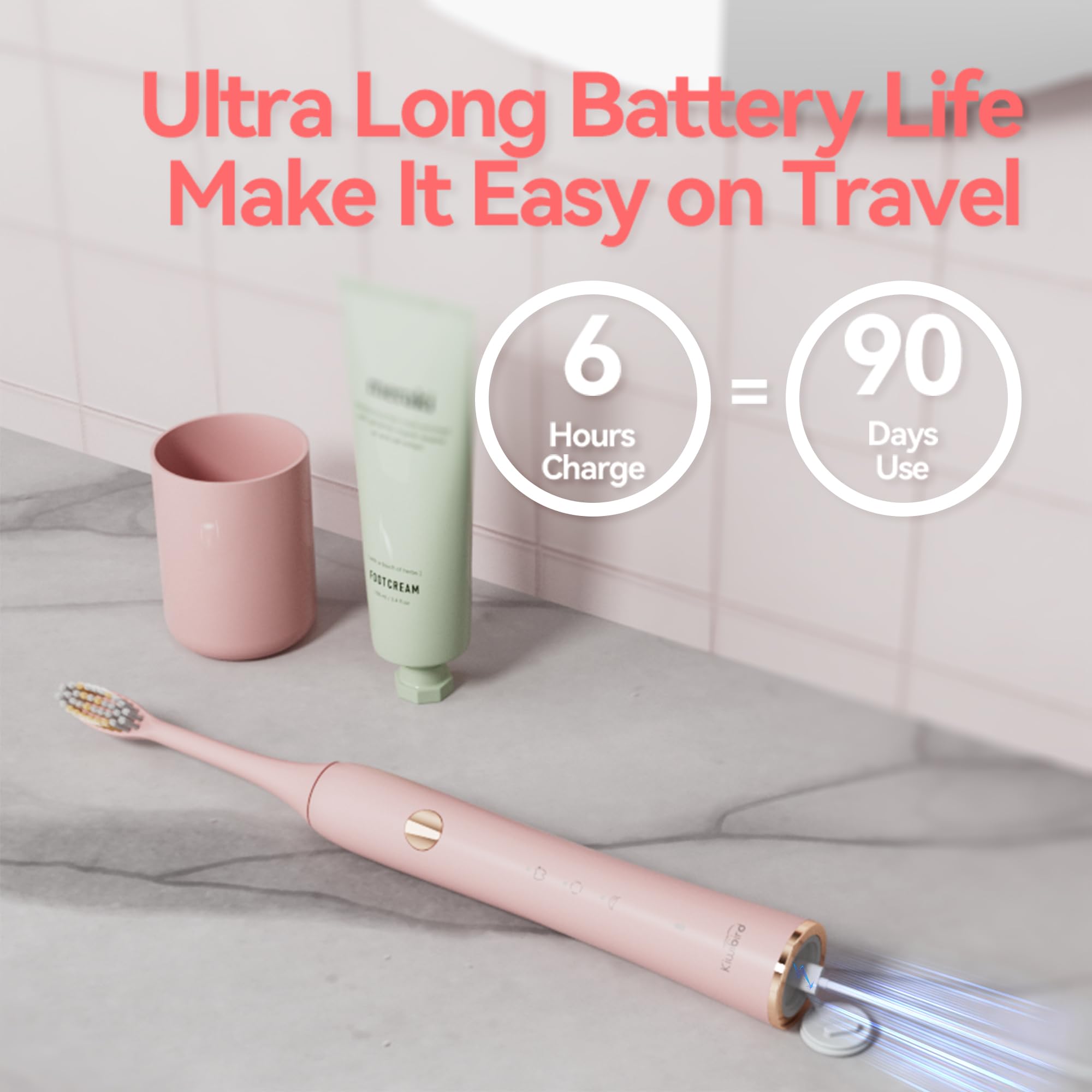 Premium leather travel pouch with K1 MINI toothbrush
