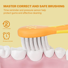 Close-up of soft silicone bristles on KIWIBIRD toothbrush